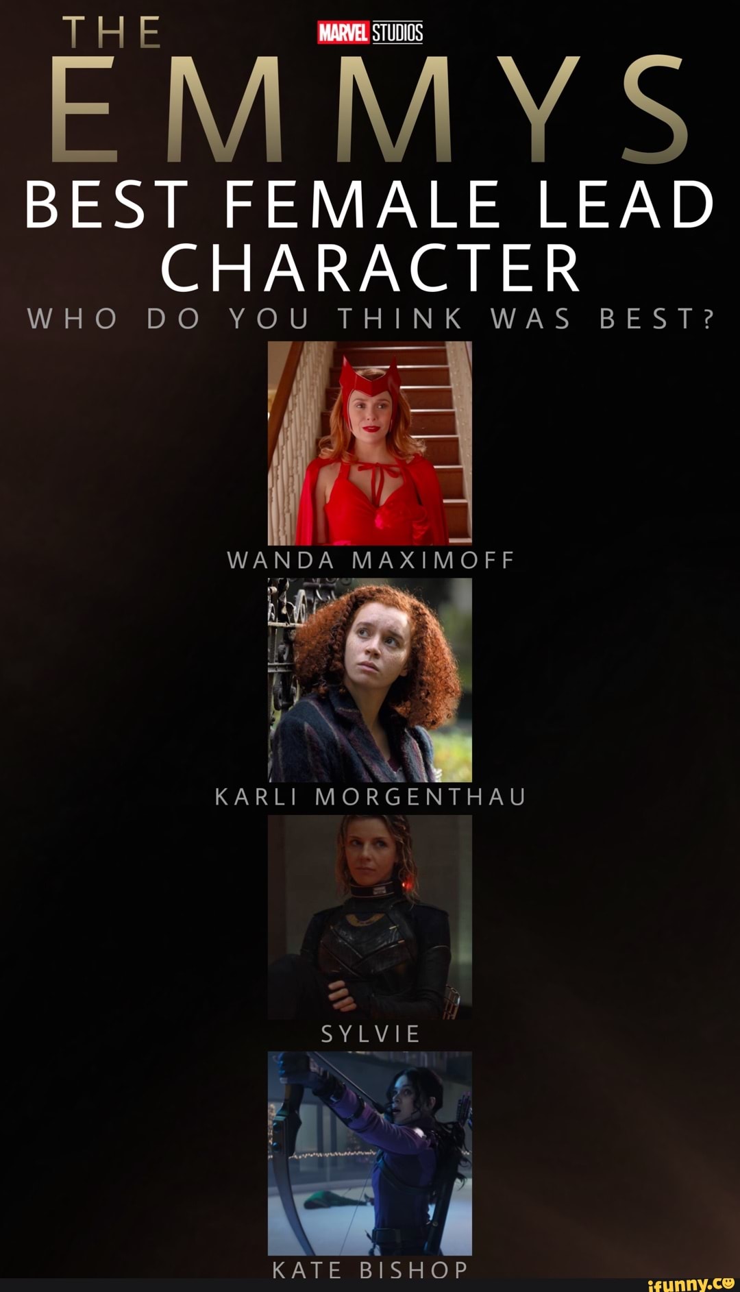 THE EMMYS BEST FEMALE LEAD CHARACTER WHO DO YOU THINK WAS BEST? WANDA