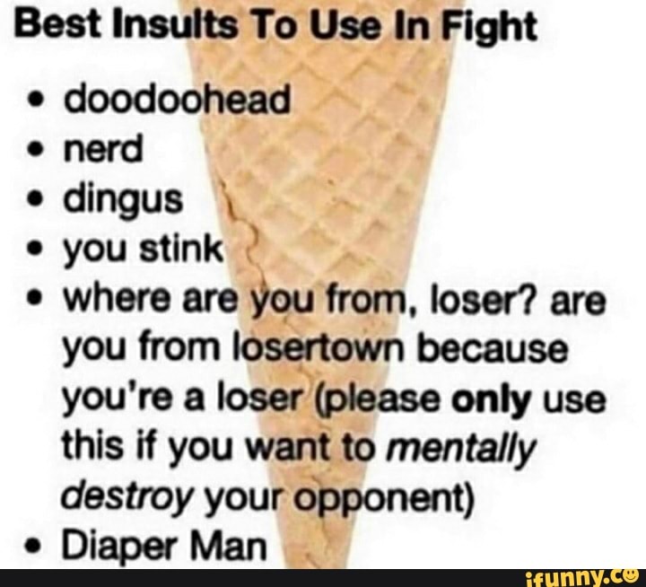 Best Insults To Use In Fight Doodoohead Nerd Dingus You Stink Where Are You...