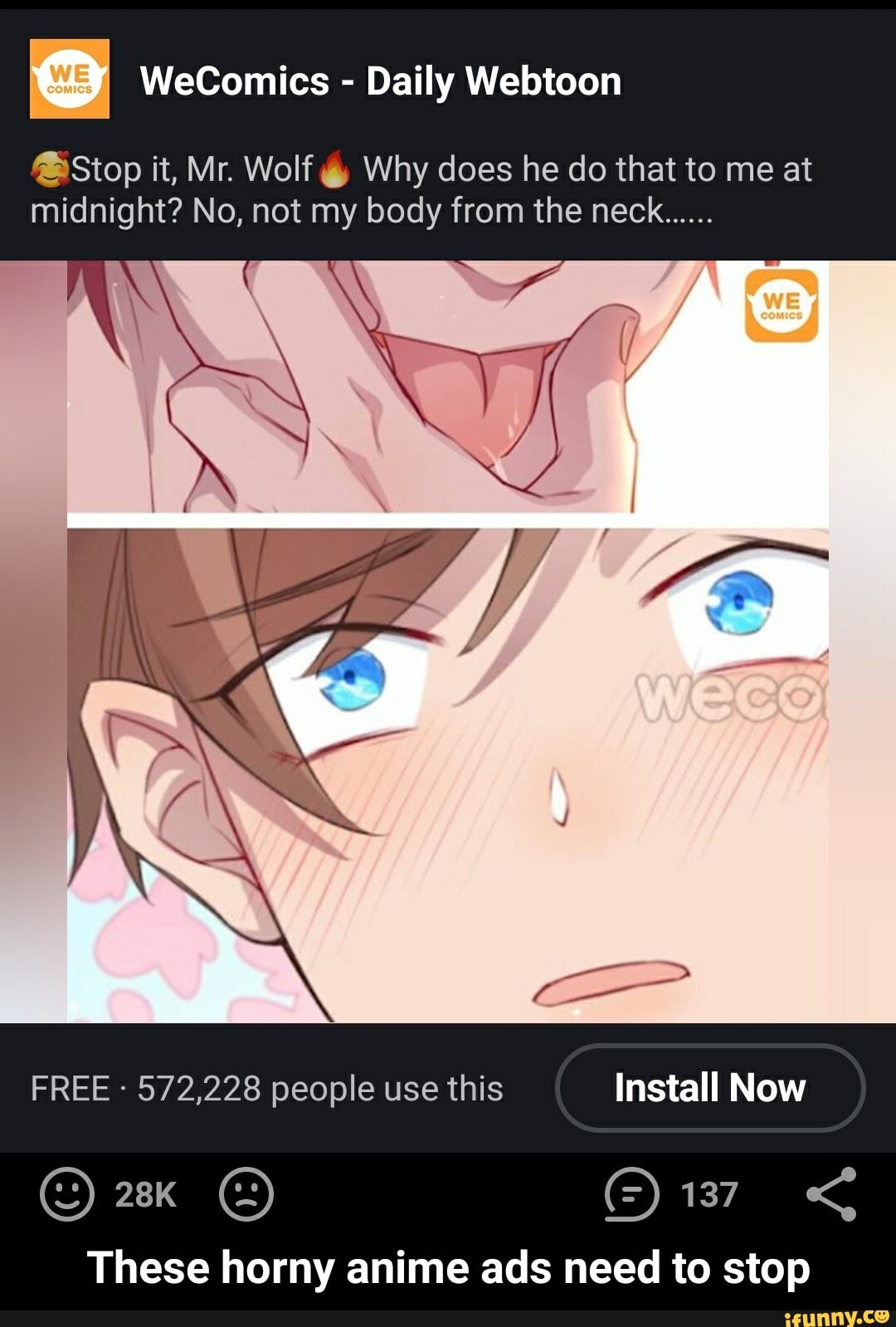 I WeComics - Daily Webtoon @Stop it, Mr. Wolf g@ Why does he do that to me