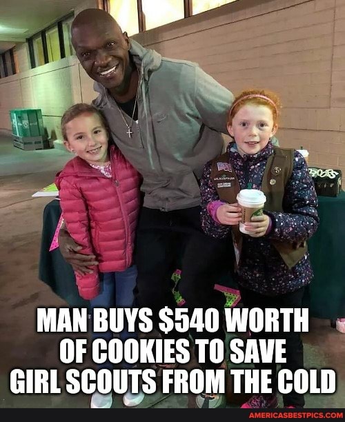MAN BUYS $540 WORTH OF COOKIES TO SAVE I GIRL SCOUTS FROM THE COLD