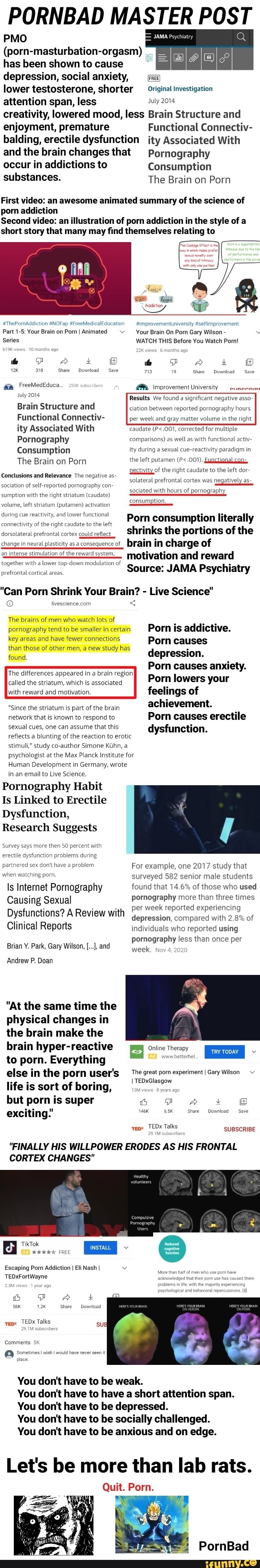 PORNBAD PMO MASTER POS T PMO (porn-masturbation-orgasm) has been shown to  cause depression, social