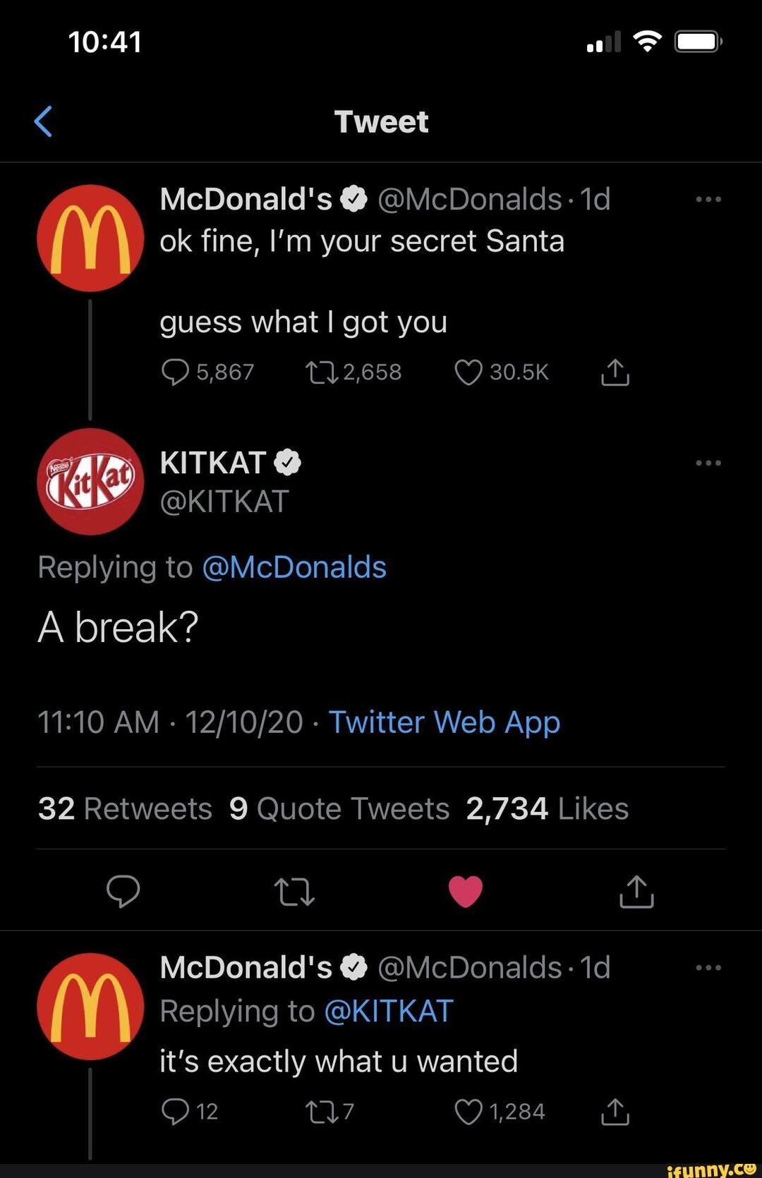 Tweet McDonald's @ @McDonalds: ok fine, I'm your secret Santa guess ...