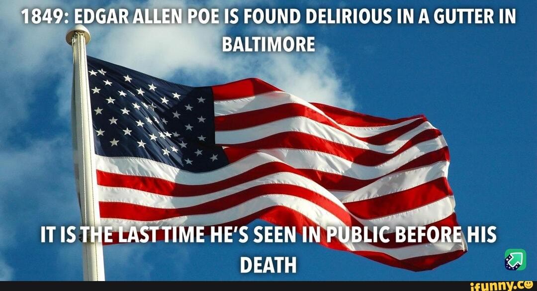 ushistory edgar_allan_poe baltimore 1849 EDGAR ALLEN POE IS FOUND