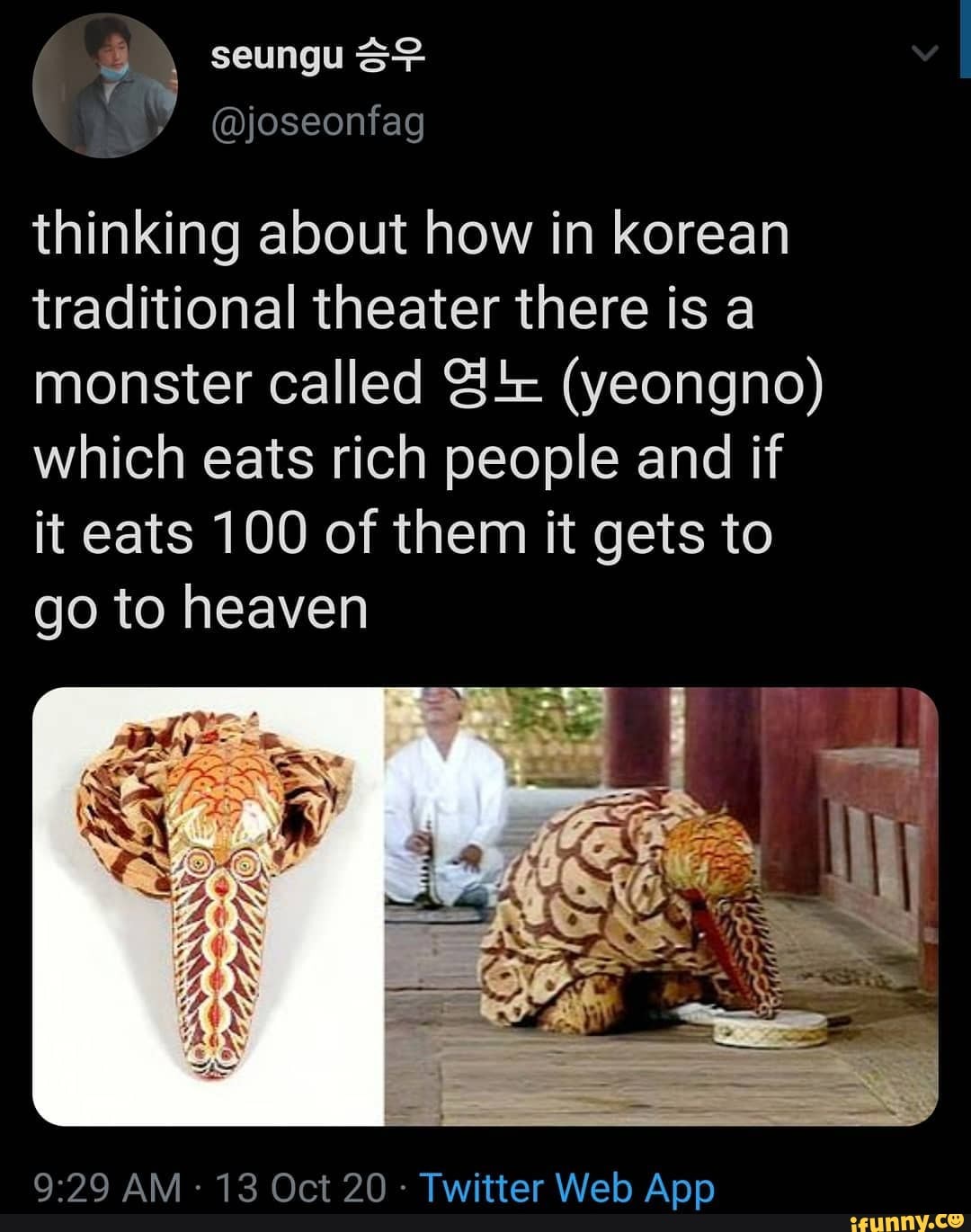 Seungus? thinking about how in korean traditional theater there is a ...