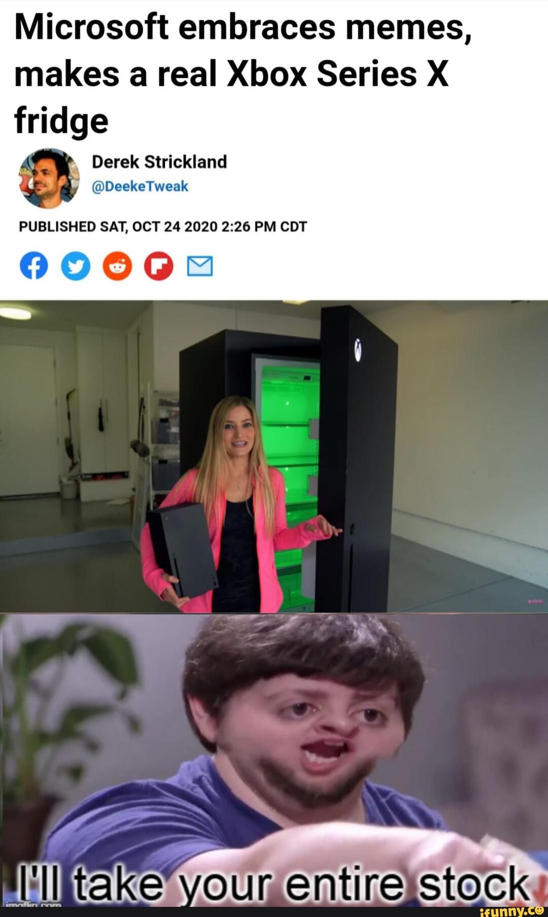 Microsoft embraces memes, makes a real Xbox Series X fridge Derek Strickland PUBLISHED SAT, OCT