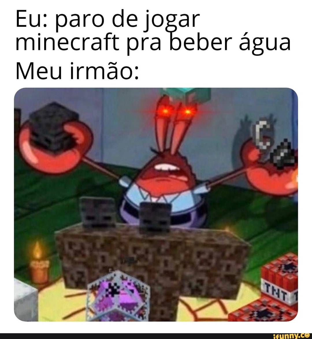 Eu: paro de jogar minecraft pra beber água
Meu irmão: