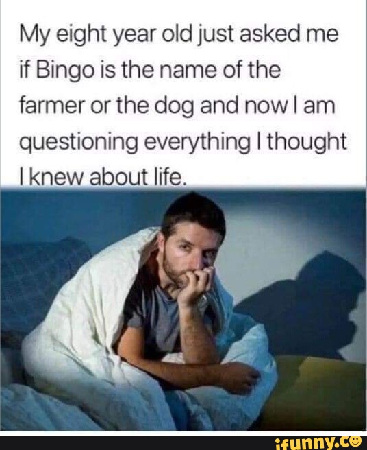 My eight year old just asked me if Bingo is the name of the ...