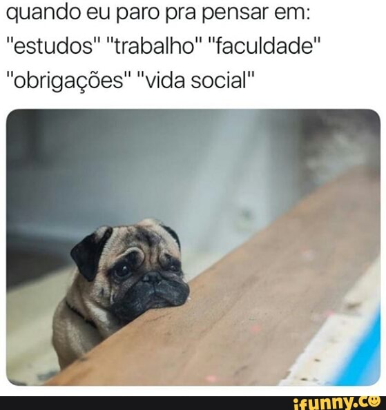 quando eu paro pra pensar em:
"estudos" "trabalho" "faculdade"
"obrigações vida social"