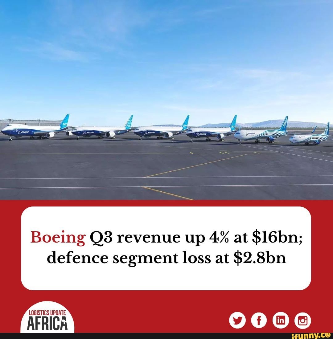 Boeing Q3 Revenue Up 4% At $16bn; Defence Segment Loss At $2.8bn ...