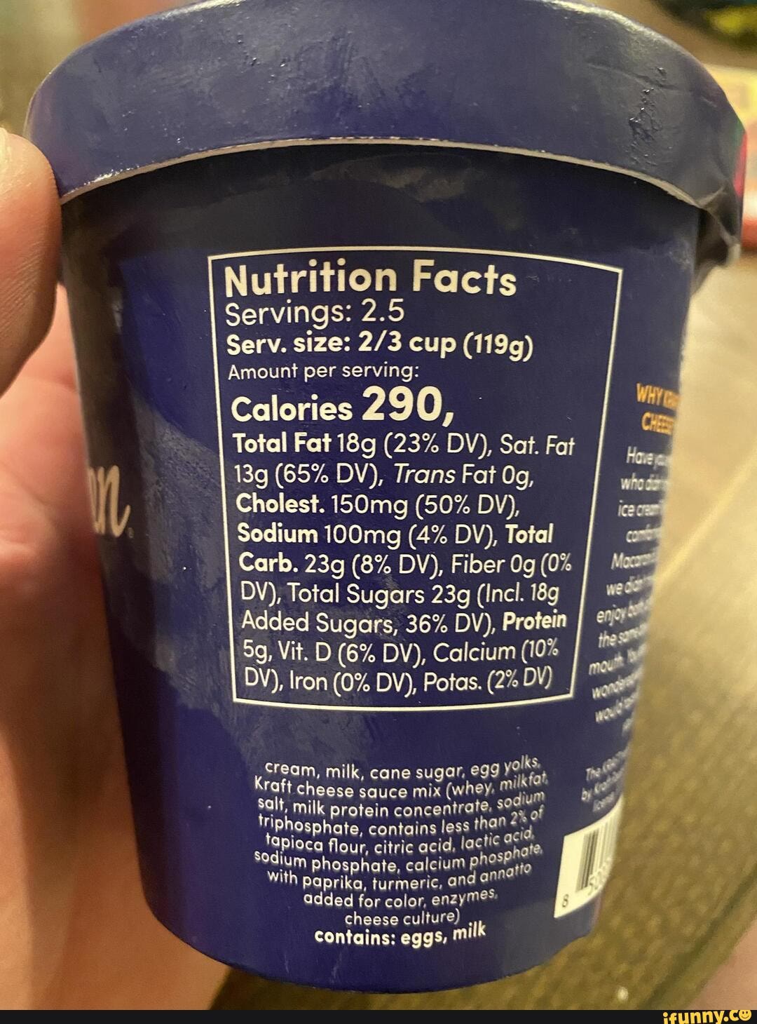 Kraft Macaroni & Cheese ice cream - Nutrition Facts Servings: 2.5 Serv ...