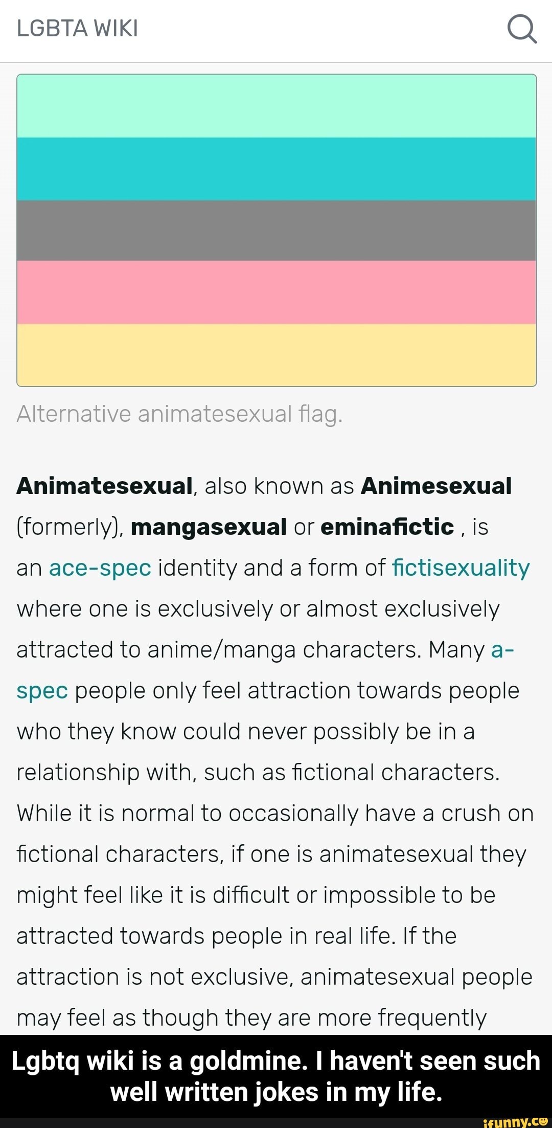 Lgbta Wiki Q Alternative Animatesexual Flag Animatesexual Also Known As Animesexual Formerly Mangasexual Or Eminafictic Is