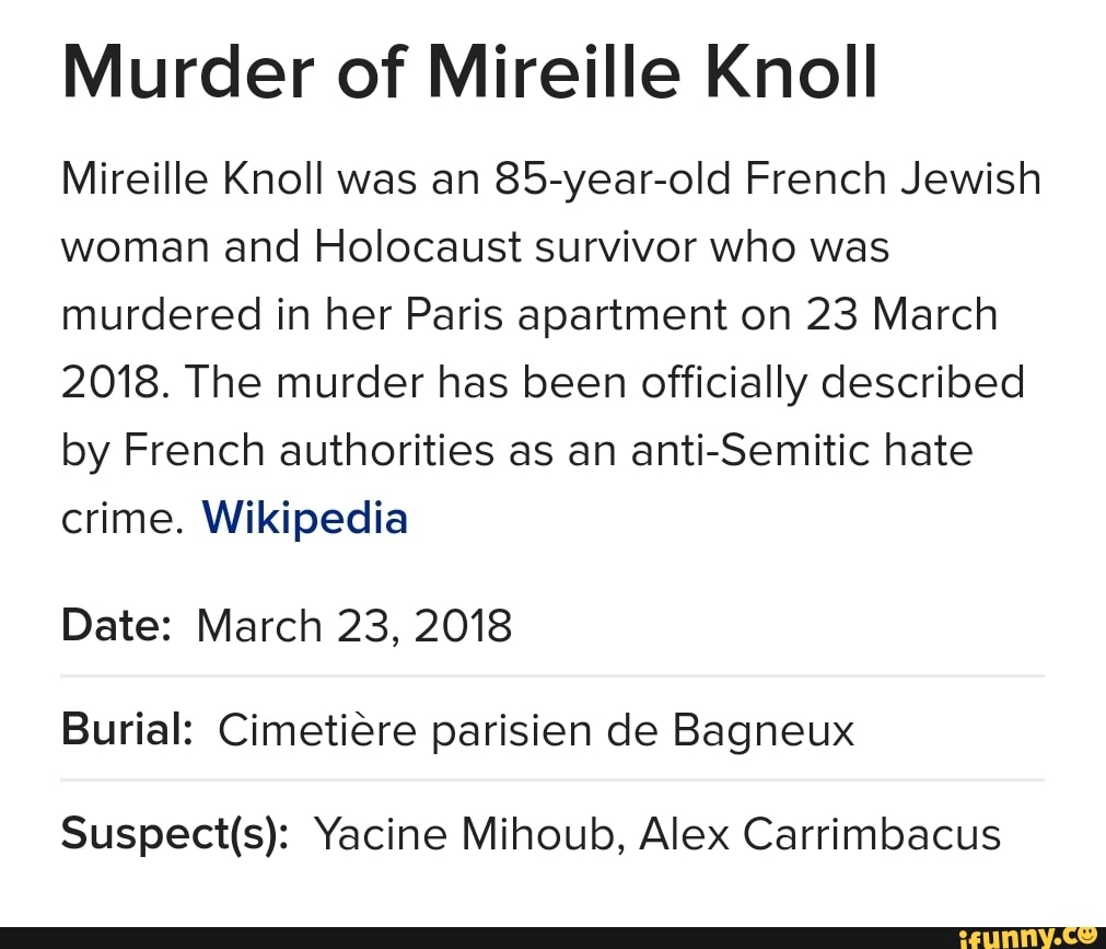 Murder Of Mireille Knoll Mireille Knoll Was An 85-year-old French ...