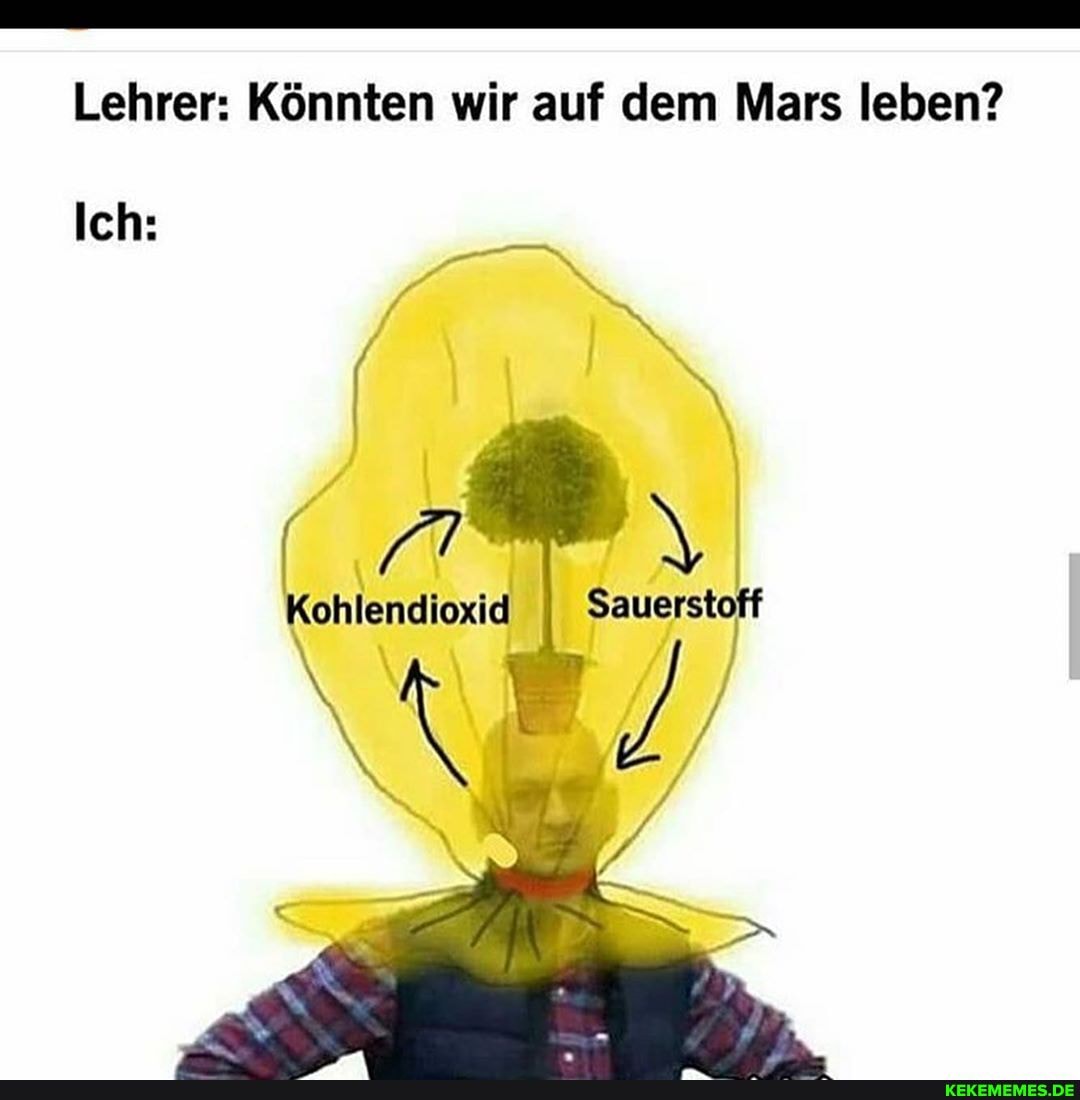 Lehrer: Könnten wir auf dem Mars leben?
Ich: