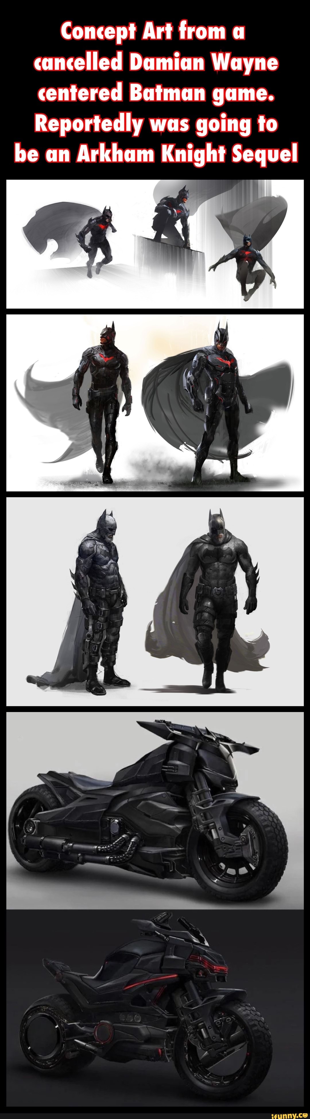 Concept Art from a cancelled Damian Wayne centered Batman game. Reportedly  was going to be an Arkham Knight Sequel - iFunny
