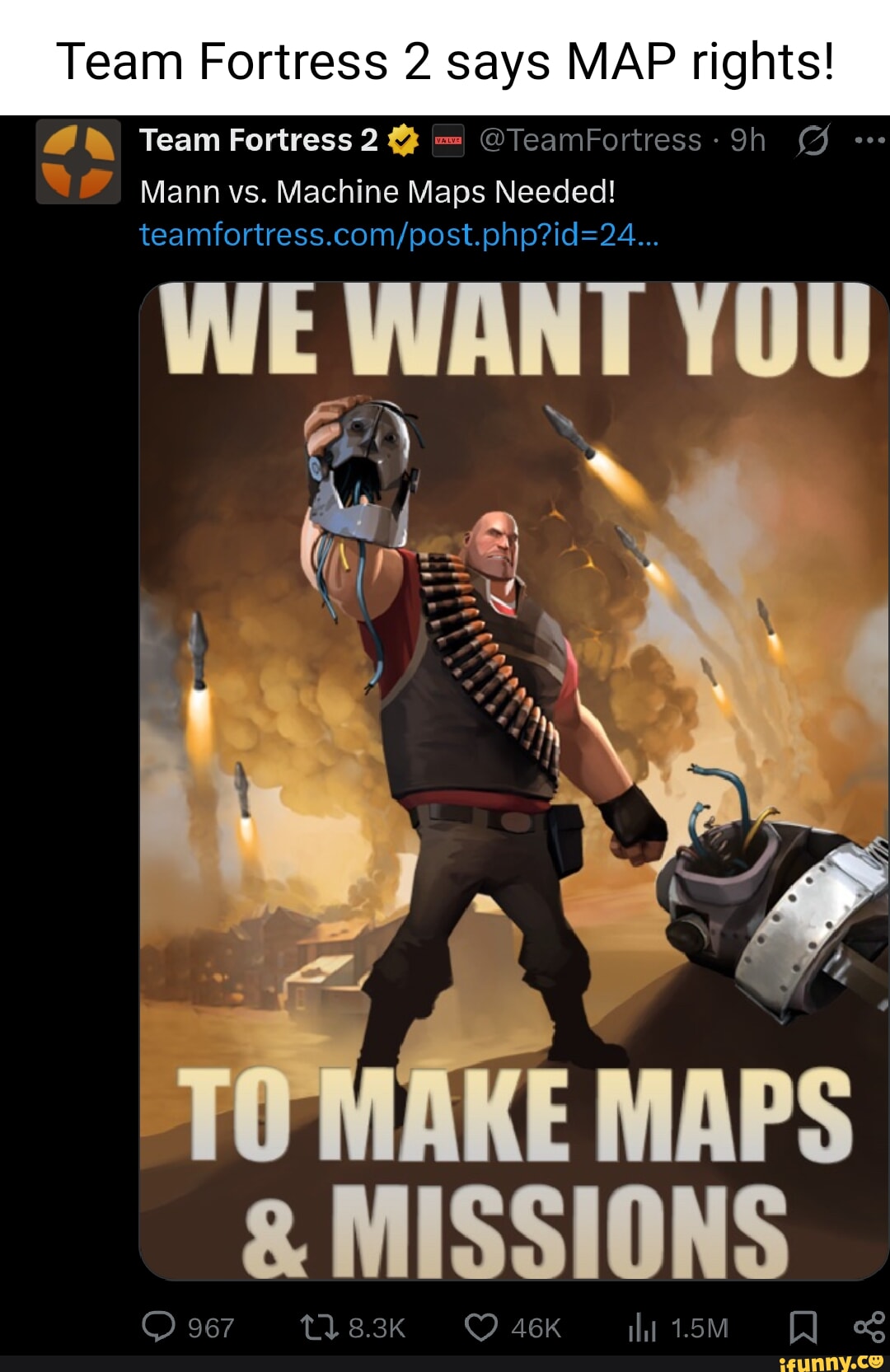 Team Fortress 2 says MAP rights! Team Fortress 2 @TeamFortress (FF Mann ...