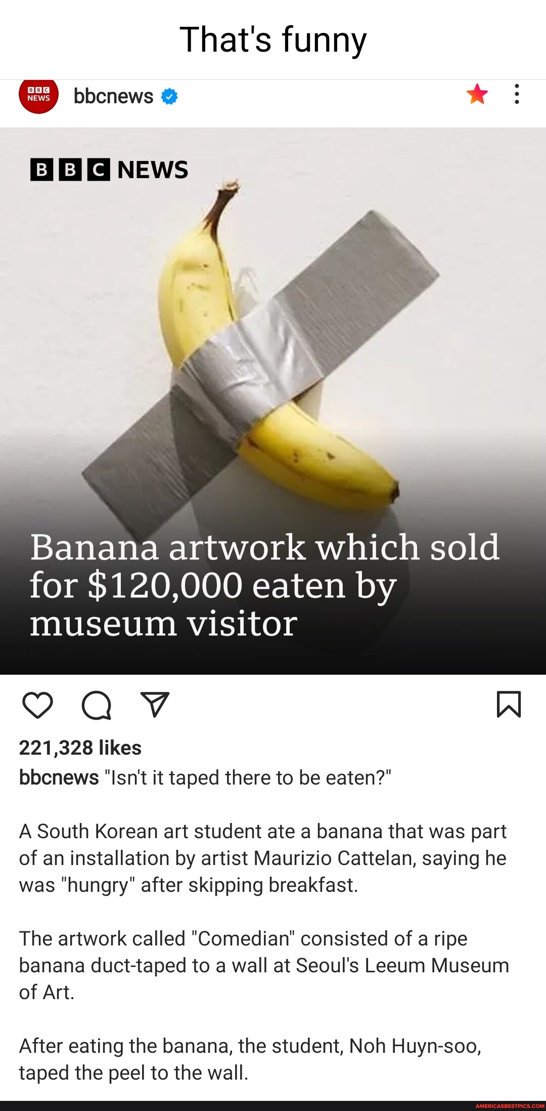 That's Funny Bbcnews * NEws Banana Artwork Which Sold For $120,000 ...