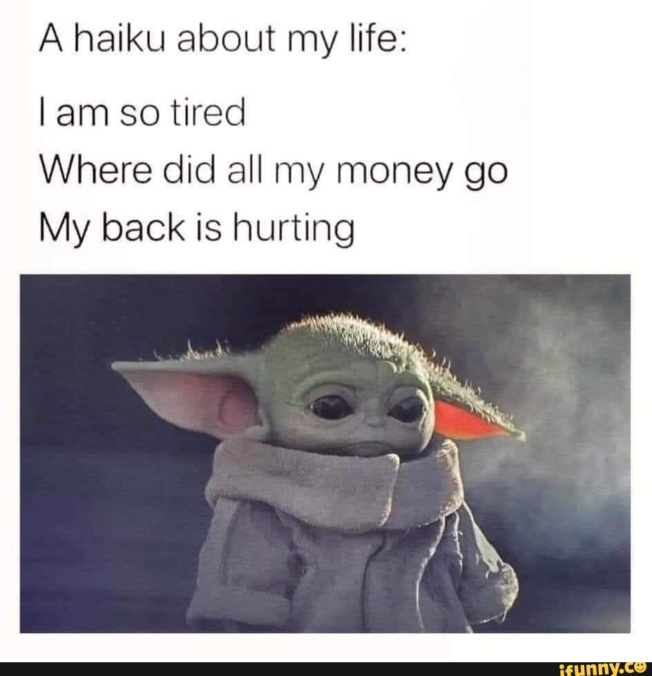 A Haiku About My Life Lam So Tired Where Did All My Money Go My Back 