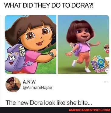 WHAT DID THEY DO TO DORA?! The new Dora look like she bite... - America ...