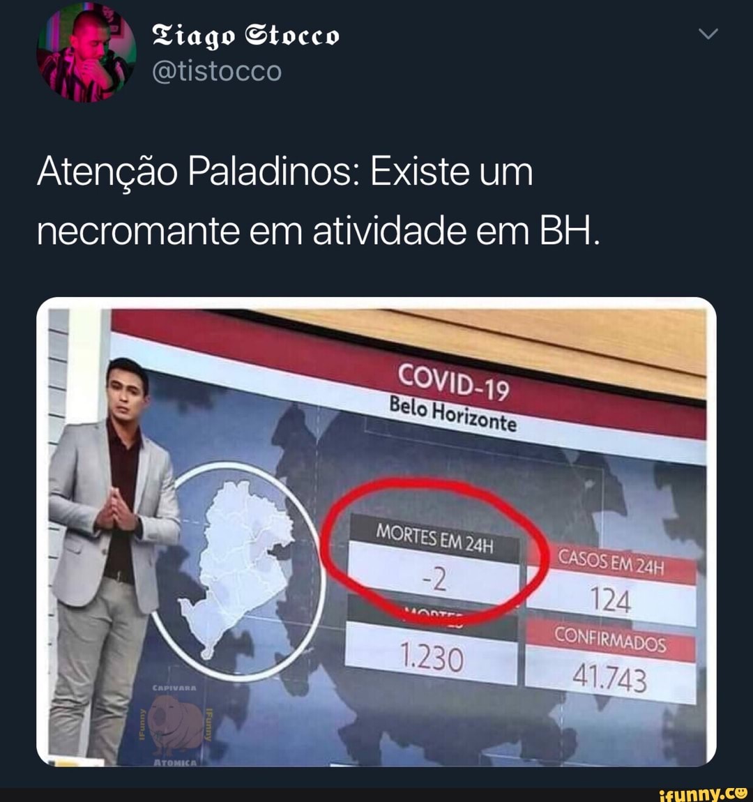 Tiago Stocco
Atenção Paladinos: Existe um necromante em atividade em BH.
MORTES
1.230
CASOS