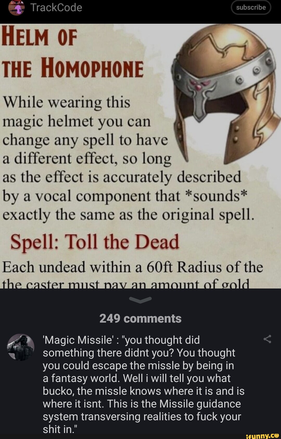 Mee TrackCode HELM OF THE HOMOPHONE While wearing this magic helmet you