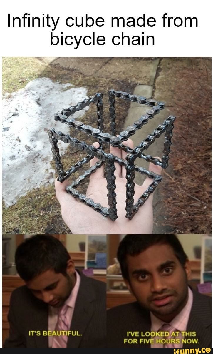 Infinity cube made from
bicycle chain