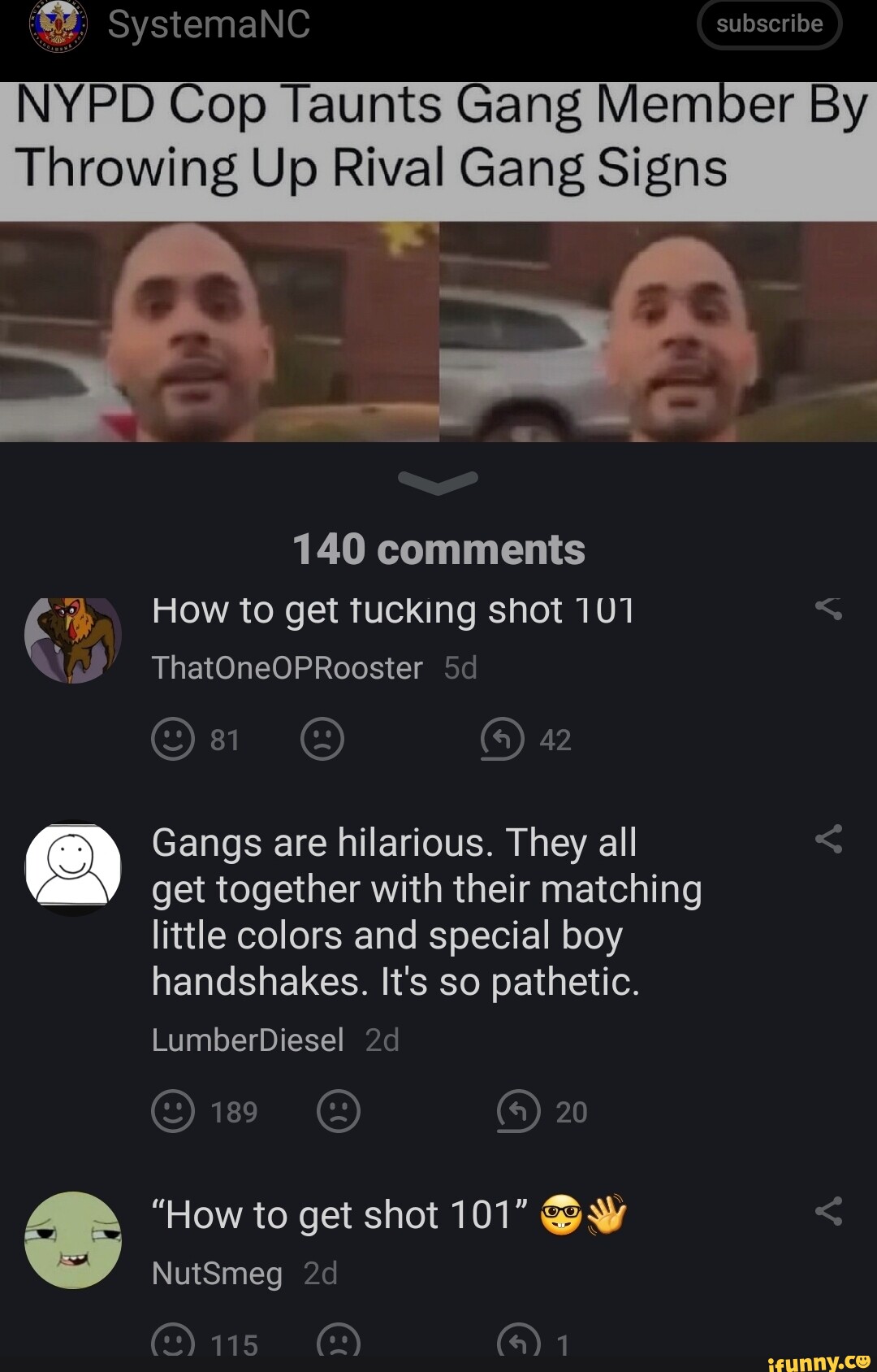 Nypd Cop Taunts Gang Member By Throwing Up Rival Gang Signs A A 140 Comments How To Get Tucking 