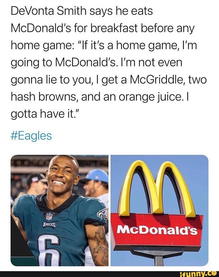 DeVonta Smith Swears by Pregame McDonalds