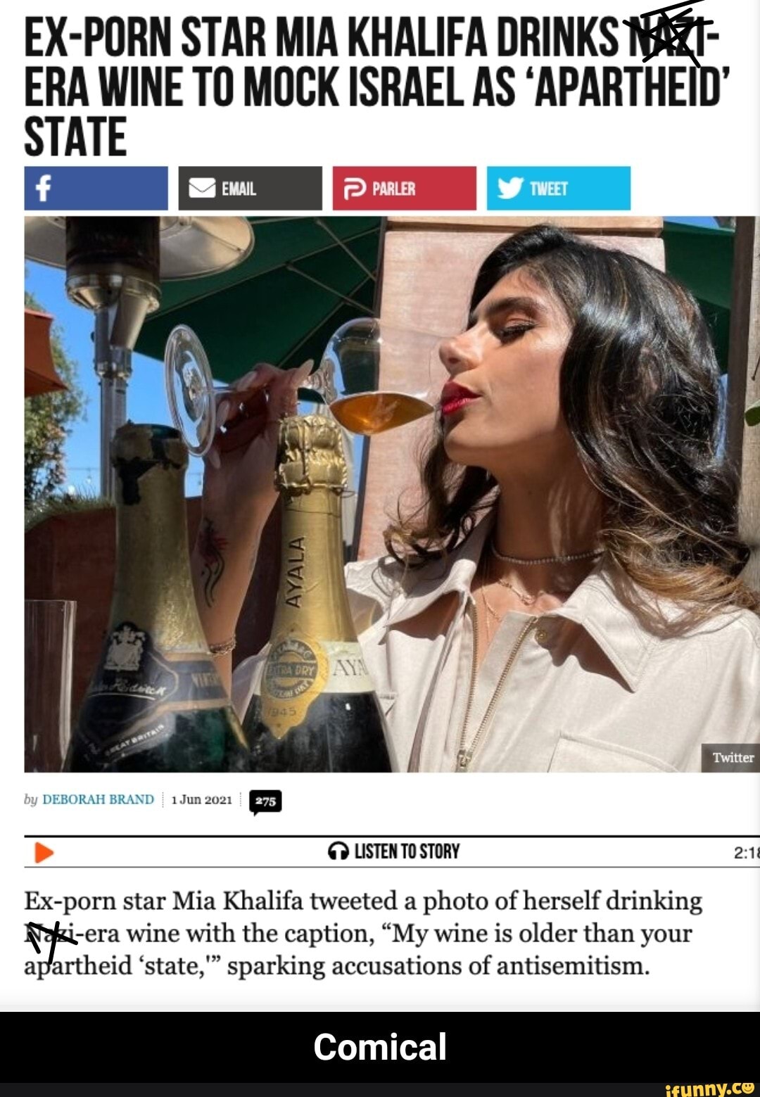 Israeli Porn Caption - EX-PORN STAR ERA WINE TO MIA MOCK KHALIFA ISRAEL DRINKS ERA WINE TO MOCK  ISRAEL