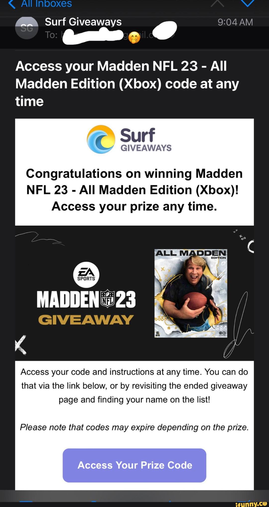 All INBOXES Surf To: Giveaways @ AM Access your Madden NFL 23