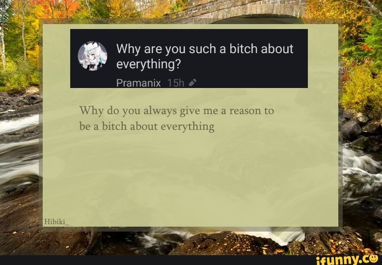 Why are you such a bitch about everything? Pramanm Why do you always ...
