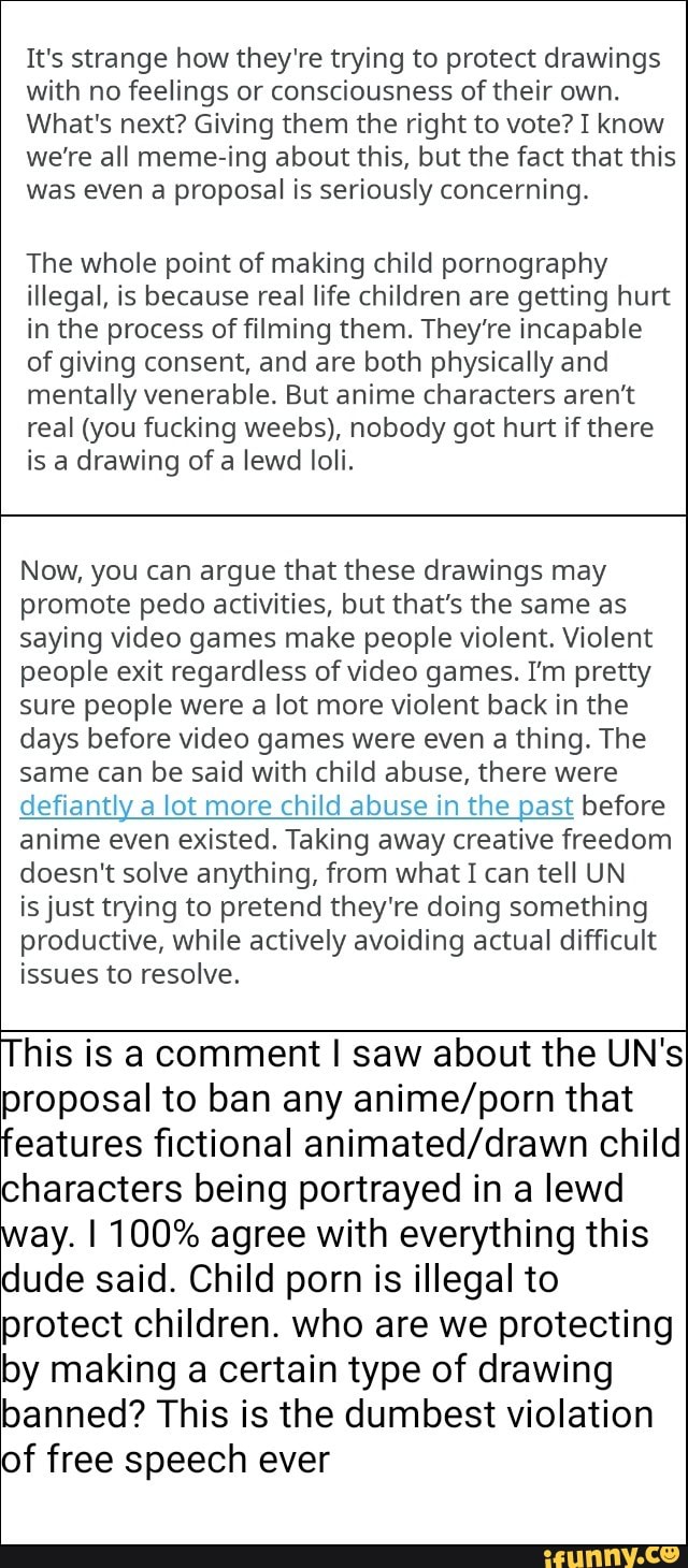 Real Toddlercon Porn - It's strange how they're trying to protect drawings with no feelings or  consciousness of their