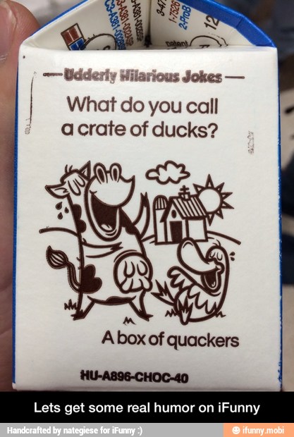 Cee Hilarious Jokes What do you call
acrate of ducks?
coe
Abox of quac
Lets get some real humor on iFunny - Lets get some real humor on iFunny