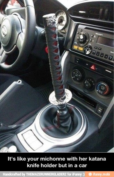It's like your michonne with her katana
knife holder but in a car - It's like your michonne with her katana knife holder but in a car