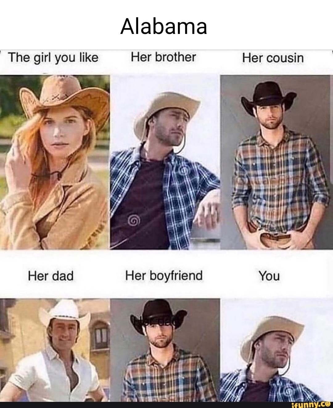 Alabama Her cousin Her brother The girl you like _4 You Her boyfriend