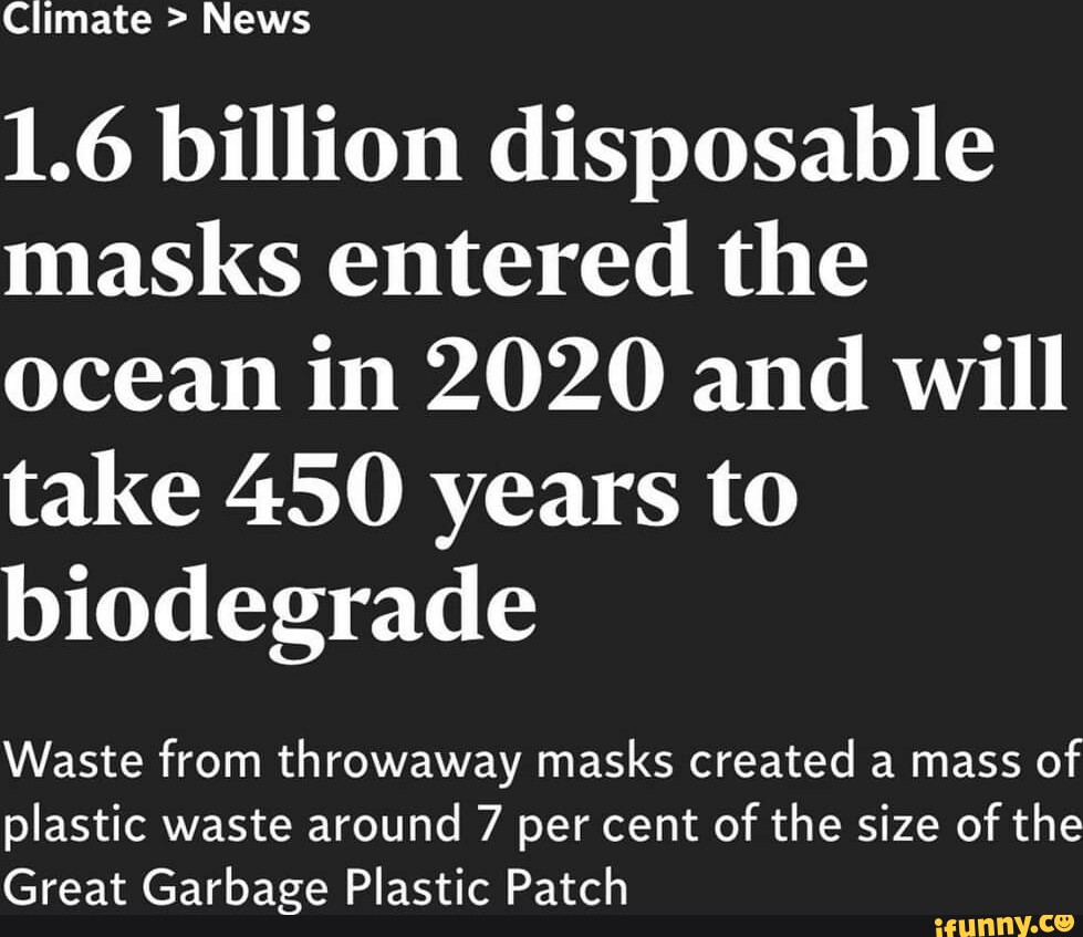 Climate > News 1.6 billion disposable masks entered the ocean in 2020