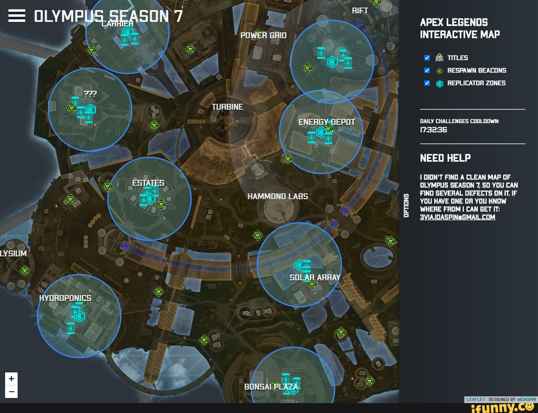 Apex Legends Interactive Map Titles Respawn Beacons Replicator Zones Daily Challenges Cooloown Olympus Season Grid