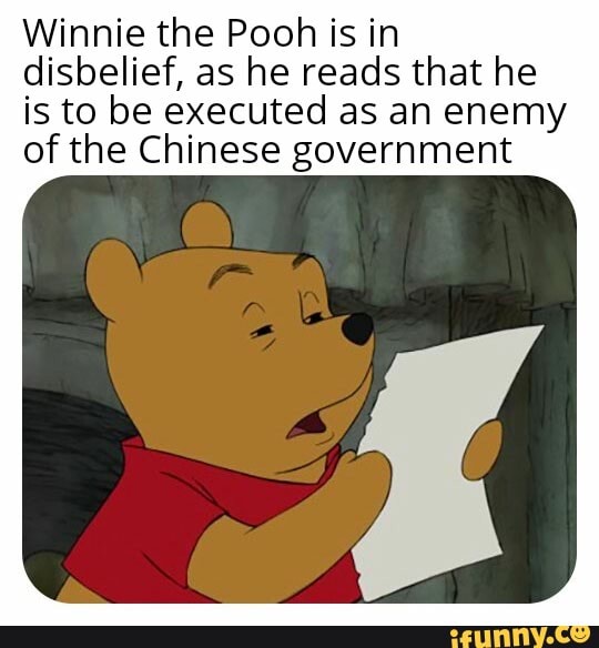 Winnie the Pooh is in disbelief, as he reads that he is to be executed ...