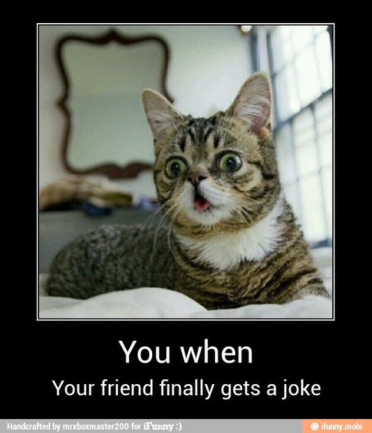 You when
Your friend finally gets a joke - You when
Your friend finally gets a joke