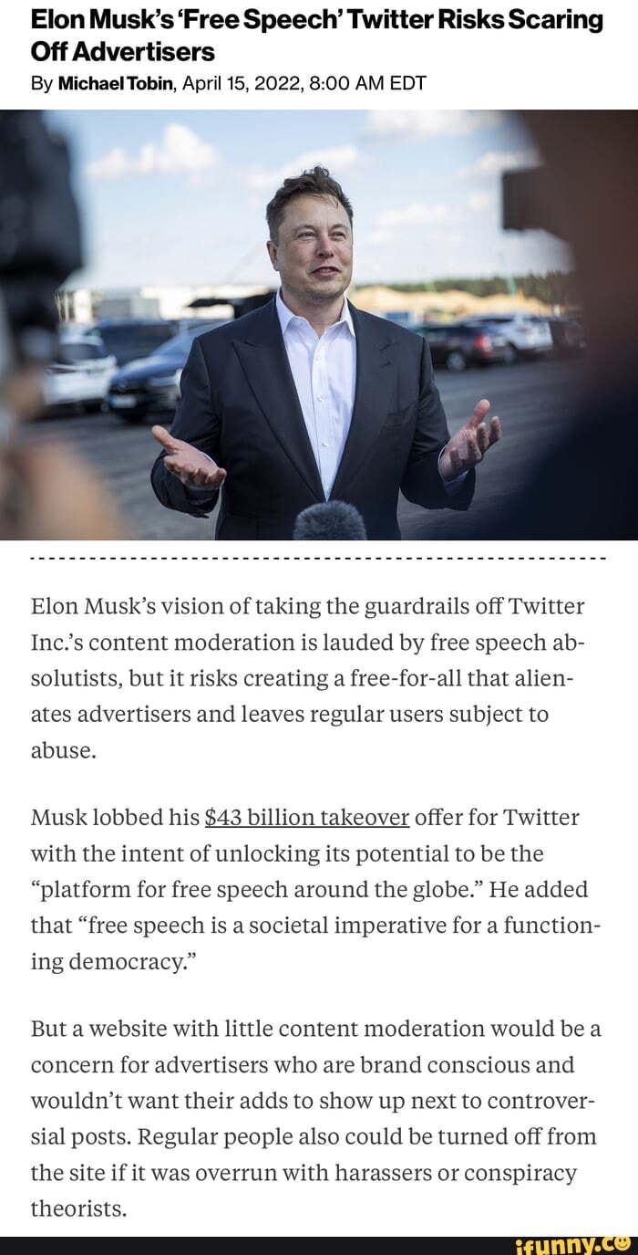Elon Musk's 'Free Speech' Twitter Risks Scaring Off Advertisers By ...
