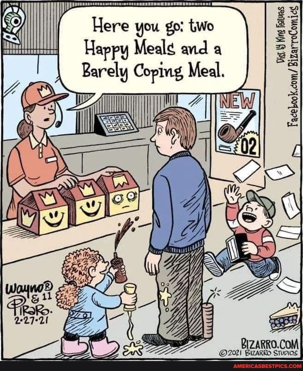 Here you go: two
Happy Mealg and a
Barely
