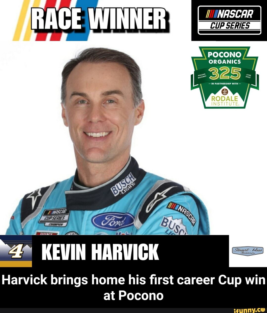 E ORGANICS
E
a
a "KEVIN HARVICK
Harvick brings home his first career Cup win
at Pocono - Harvick brings home his first career Cup win at Pocono
