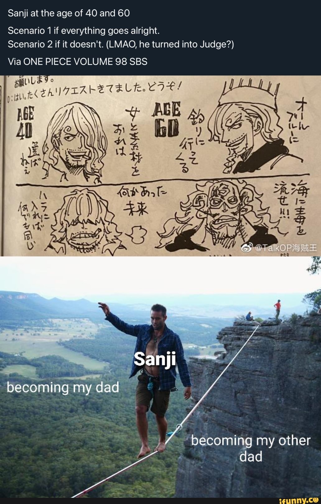 Sanji At The Age Of 40 And 60 Scenario 1 If Everything Goes Alright Scenario 2
