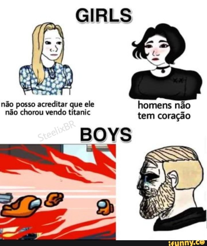 não posso acreditar que ele homens não não chorou vendo titanic tem coração
BOYS
não chorou vendo titanic