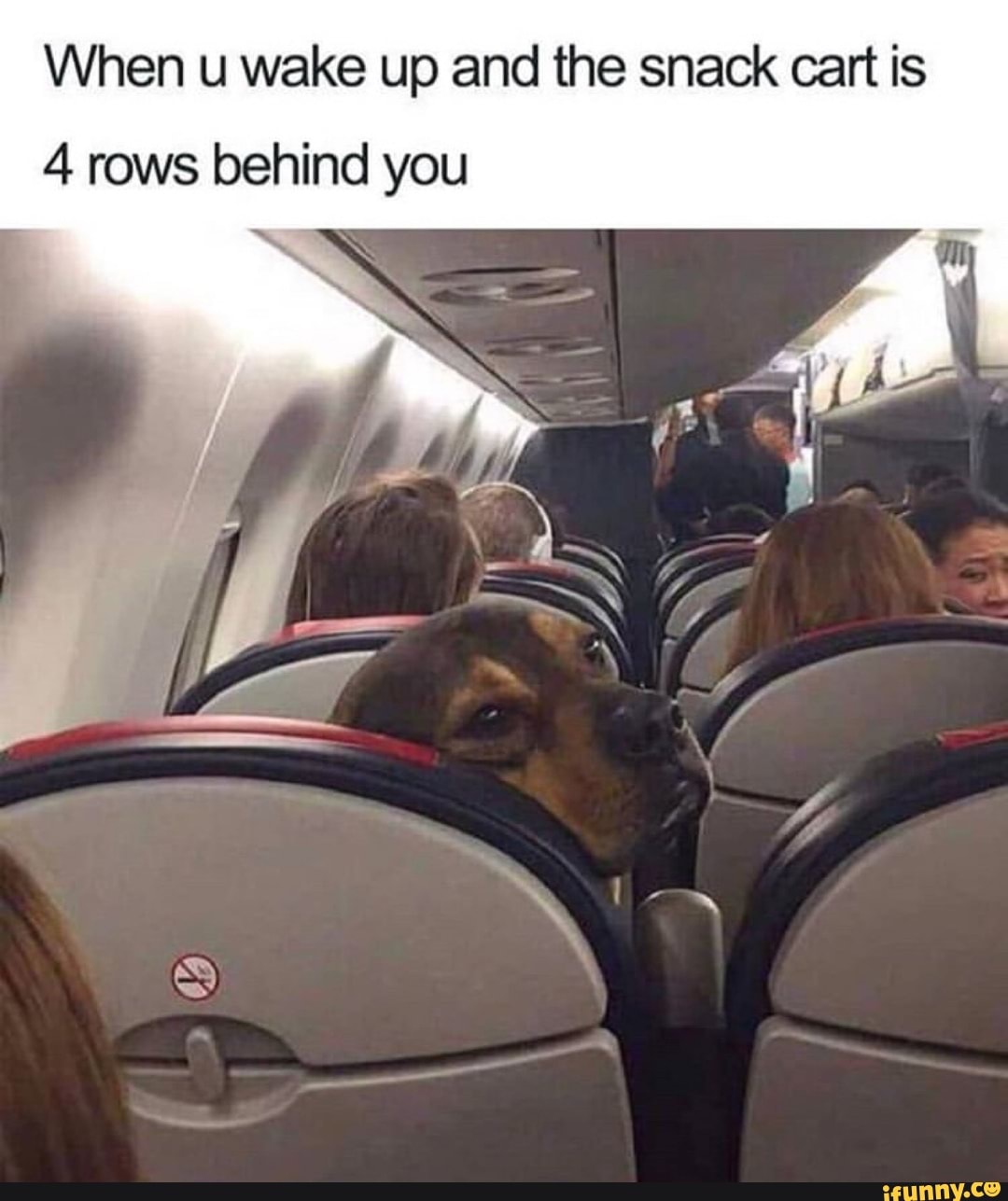 When u wake up and the snack cart is
4 rows behind you