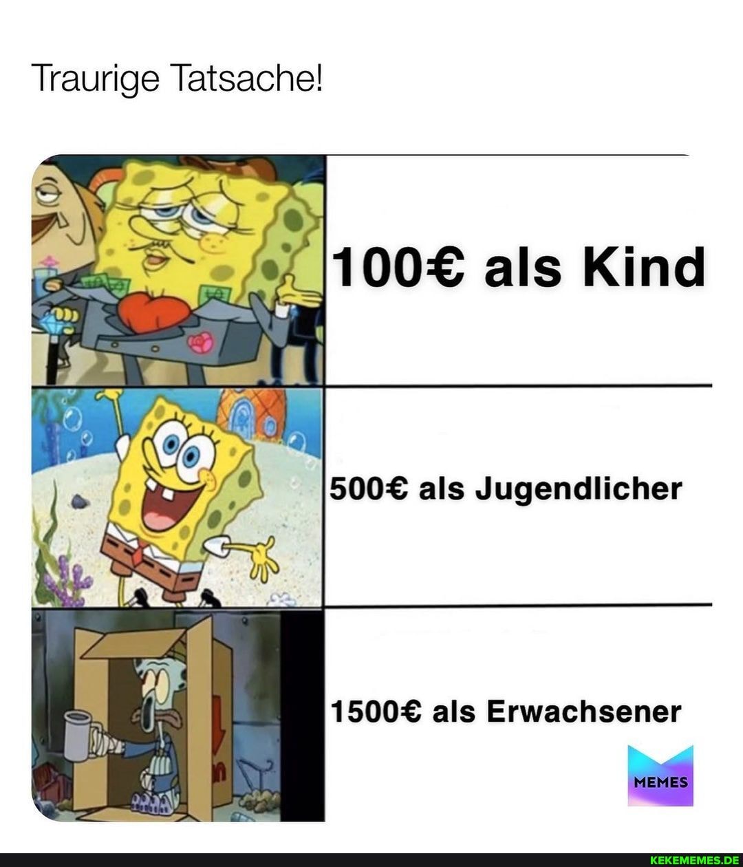 Traurige Tatsache!
1008 als Kind
5008 als Jugendlicher
150083 als Erwachsener