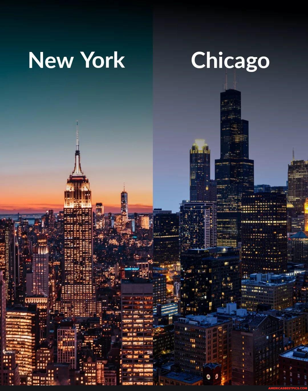 New York vs Chicago Two cities with breathtaking skylines and sunsets!🌆 💡New York City offers