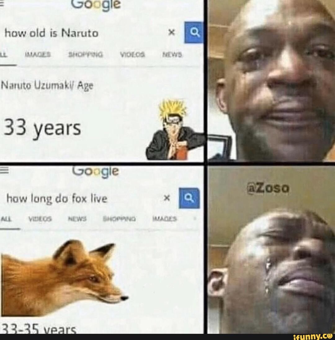 How Old Is Naruto Naruto Uzumaki Age 33 Years Goagle How Long Do Fox Live Vis Wss Wiaors Ifunny