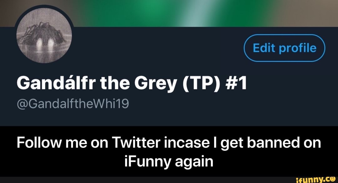 a Edit profile
Gandalfr the Grey (TP) #1
Follow me on Twitter incase I get banned on
iFunny again - Follow me on Twitter incase I get banned on iFunny again