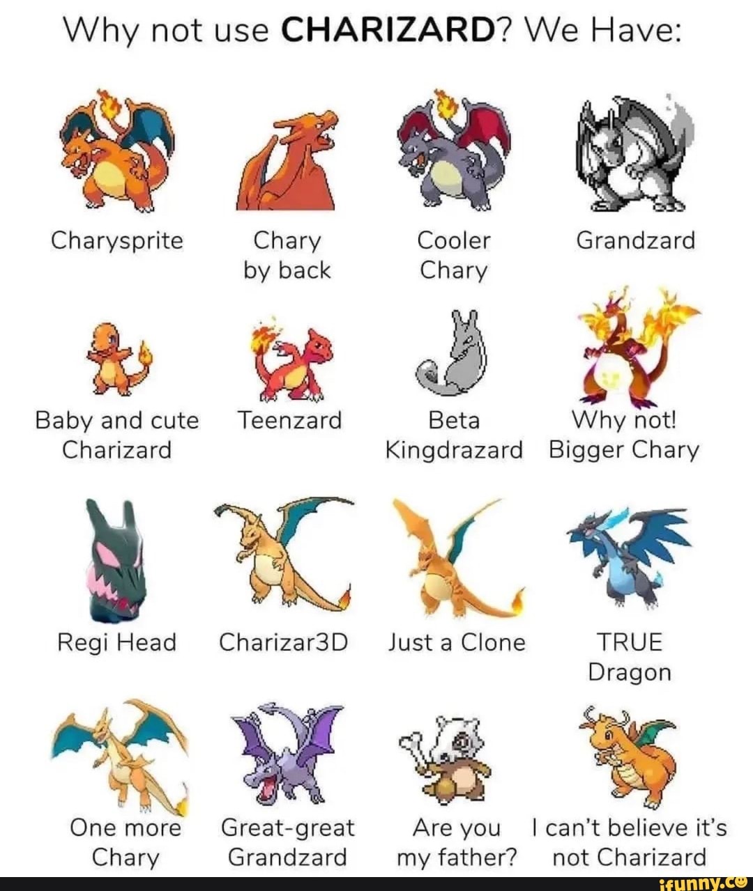 Why not use CHARIZARD? We Have: Charysprite Chary Cooler Grand zard by ...