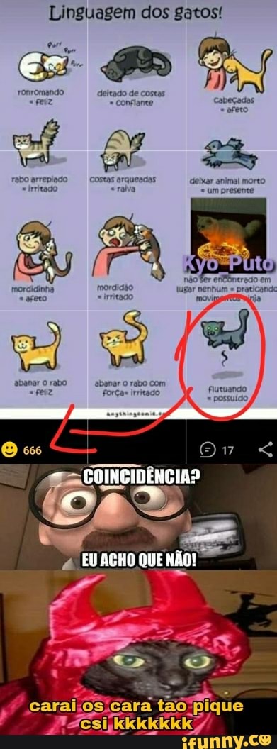 Linguagem dos gatos! ronromando deitado de costas
Feliz = Confianee deixar animal morto um presente
EU ACHO QUE NÃO!